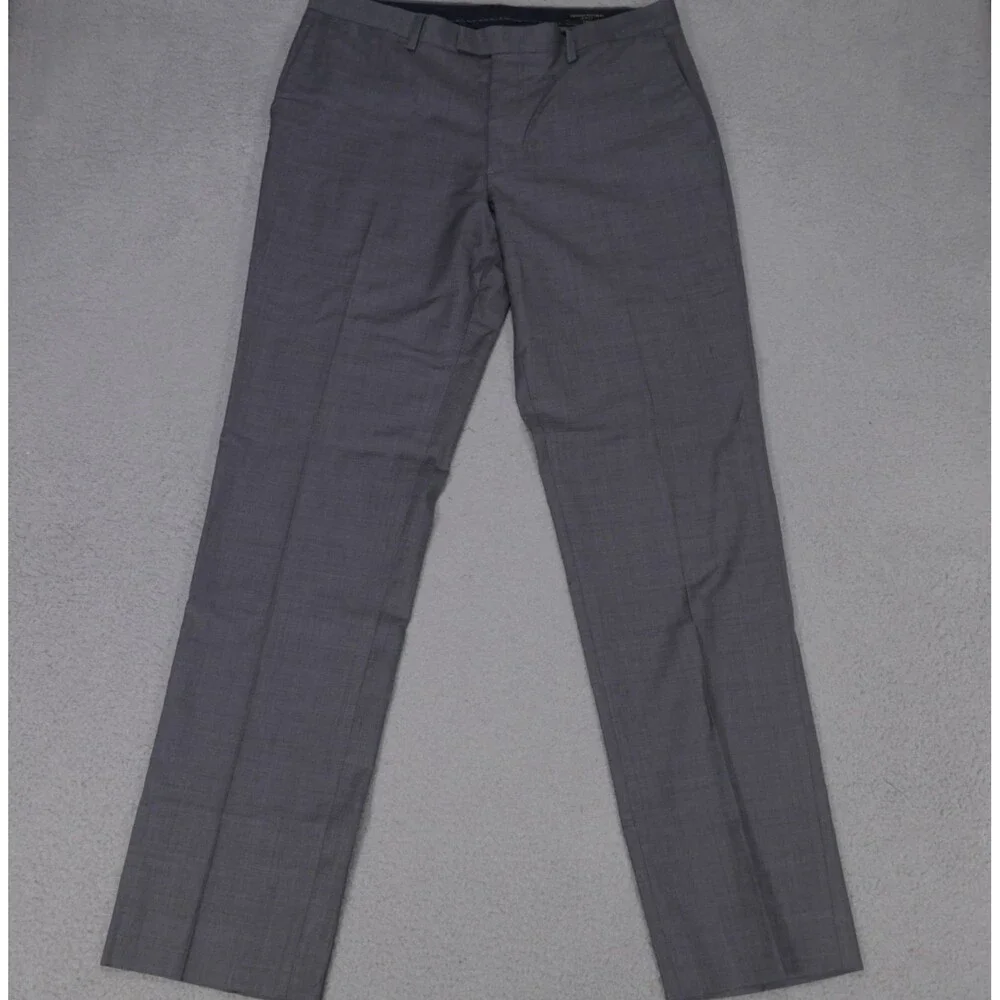 Banana Republic Modern Slim Fit Dress Pants Men's 34x32.5 Gray Flat Front Wool